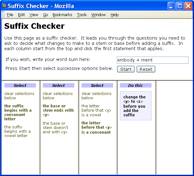 Snapshot of Suffix Checker